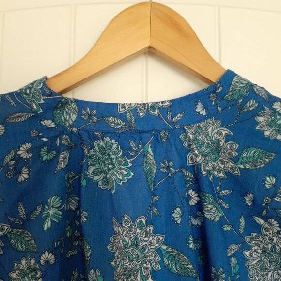 J. Jill Oversized Split-Neck Top in Royal Blue Thriving Jacobean Size S - Picture 5 of 11